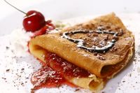 dessert-plate-with-pancakes-cherries